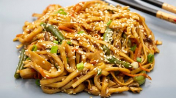 Лучший РЕЦЕПТ ПШЕНИЧНОЙ ЛАПШИ ПО-АЗИАТСКИ. Wok с кальмарами и овощами 0+